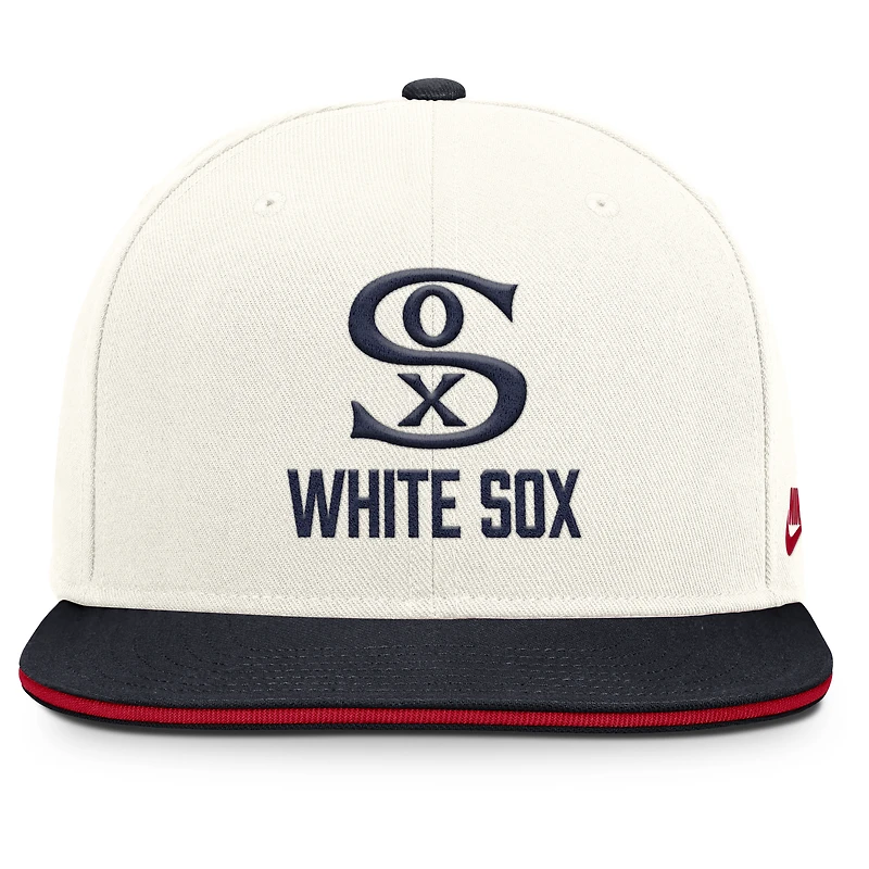 Casquette Nike crème/marine Chicago White Sox Cooperstown Pro Dri-FIT Snapback pour homme