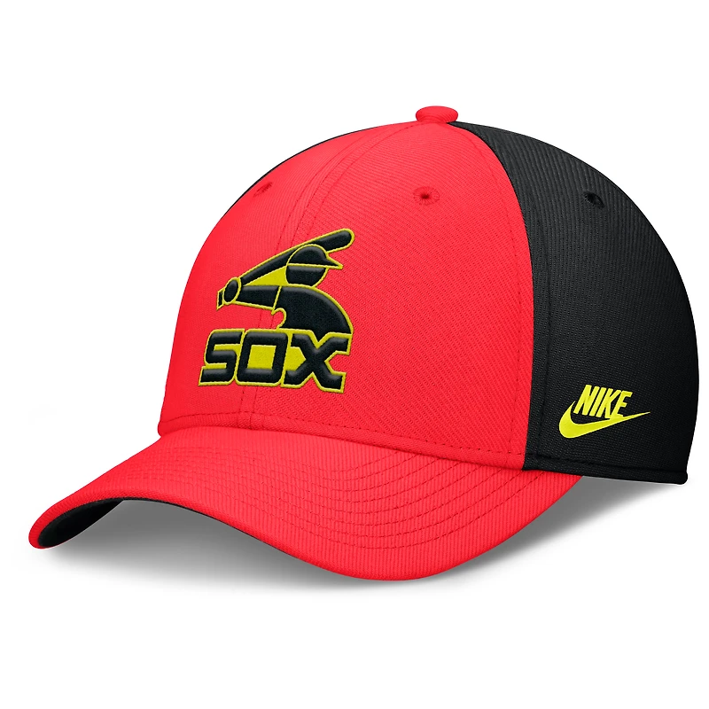 Casquette Nike pour homme, cramoisi/noir, Chicago White Sox Neon 90s Rise SwooshFlex