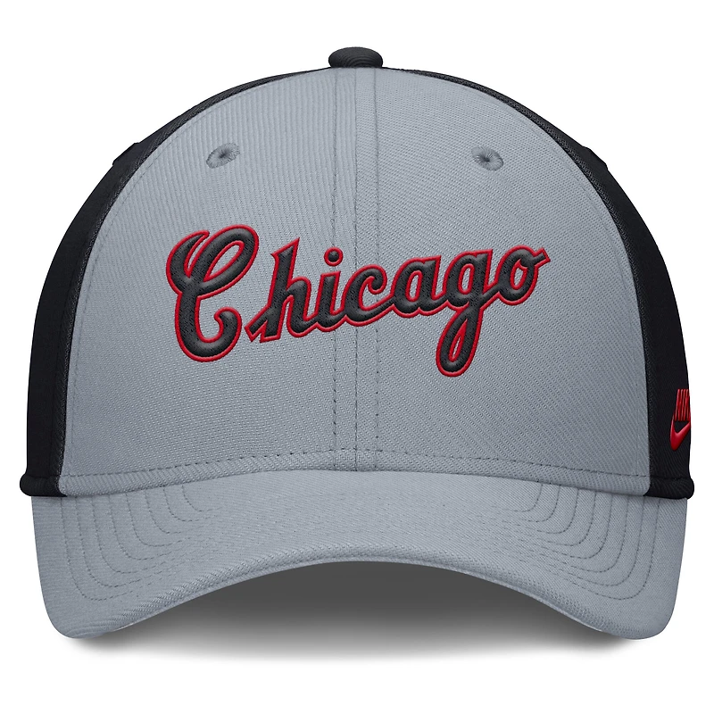 Casquette Nike Performance Flex gris/bleu marine Chicago White Sox Rise Swoosh pour homme