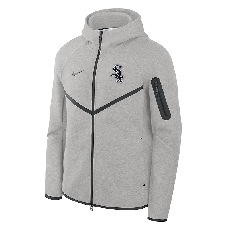 Men's Nike Heather Gray Chicago White Sox Tech Fleece Raglan Full-Zip Windrunner Hoodie