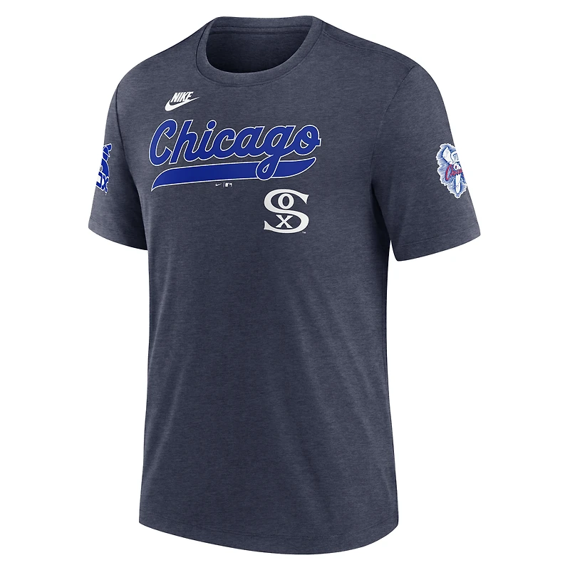Men's Nike Heather Navy Chicago White Sox Cooperstown Collection Eras Tri-Blend T-Shirt