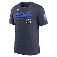 Men's Nike Heather Navy Chicago White Sox Cooperstown Collection Eras Tri-Blend T-Shirt