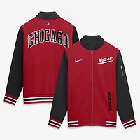 Men's Nike Red Chicago White Sox Authentic Collection City Connect Relaxed Full-Zip Bomber Jacket