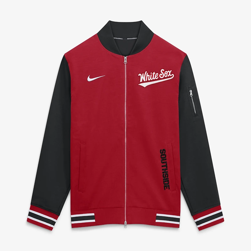 Men's Nike Red Chicago White Sox Authentic Collection City Connect Relaxed Full-Zip Bomber Jacket