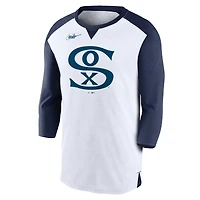 T-shirt à manches 3/4 Nike Chicago White Sox Rewind pour homme, blanc/bleu marine