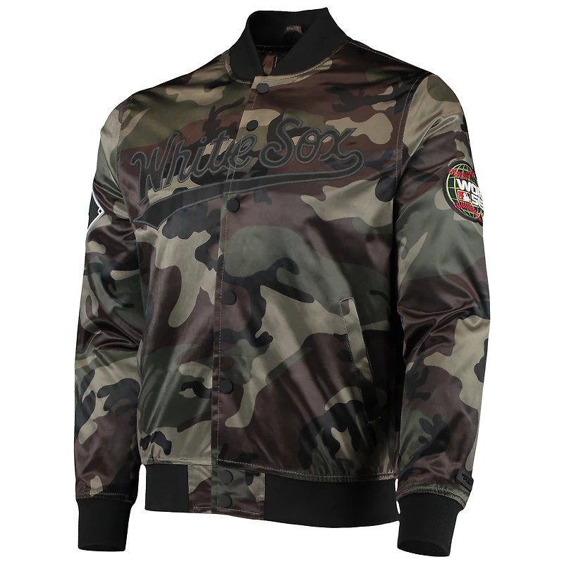 Veste à boutons-pression intégrale en satin Chicago White Sox pour hommes Pro Standard Camo
