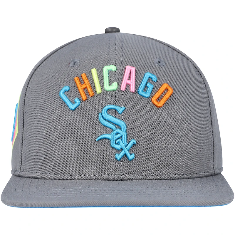 Casquette Snapback Chicago White Sox Washed Neon Pro Standard pour homme, gris