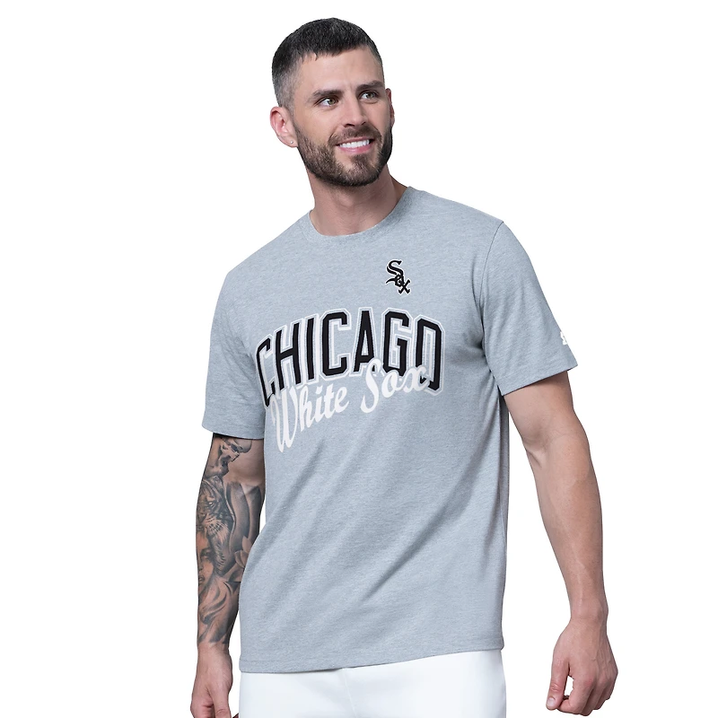 Lot de deux t-shirts Starter pour homme, noir/gris chiné, Chicago White Sox