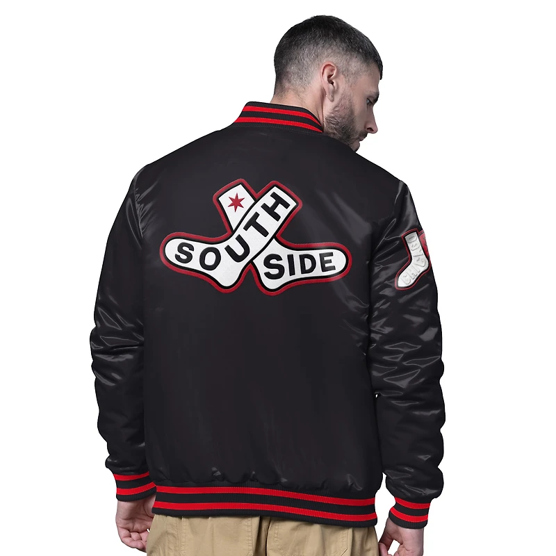 Men's Starter Black Chicago White Sox City Connect Full-Snap Varsity Jacket