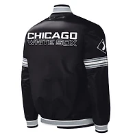 Men's Starter Black Chicago White Sox Midfield Satin Full-Snap Varsity Jacket