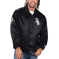 Veste à bouton-pression en satin pour hommes Starter noire des Chicago White Sox Option Route
