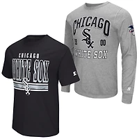 Men's Starter  Heather Gray/Black Chicago White Sox Two-Pack Long Sleeve & Short T-Shirt Set