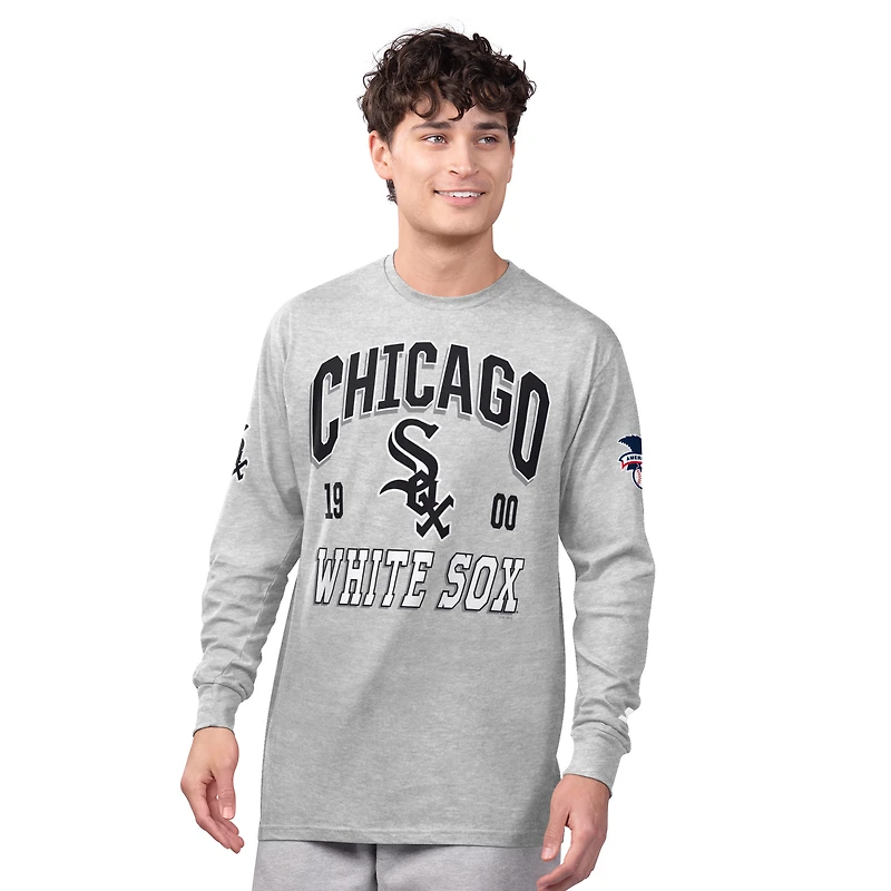 Men's Starter Heather Gray/Black Chicago White Sox Two-Pack Long Sleeve & Short T-Shirt Set