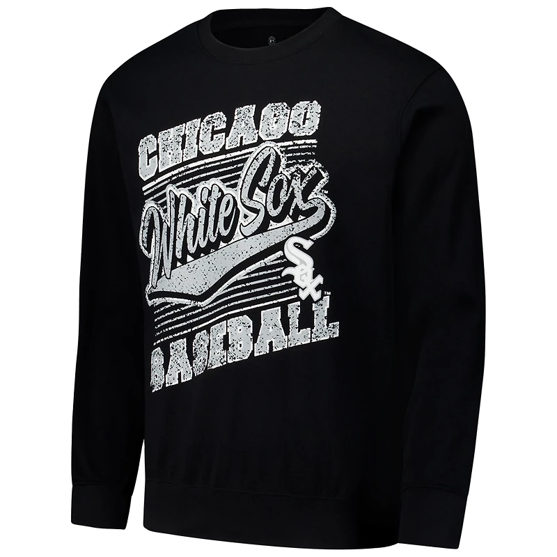Men's Stitches Black Chicago White Sox Lightweight Crew Sweatshirt