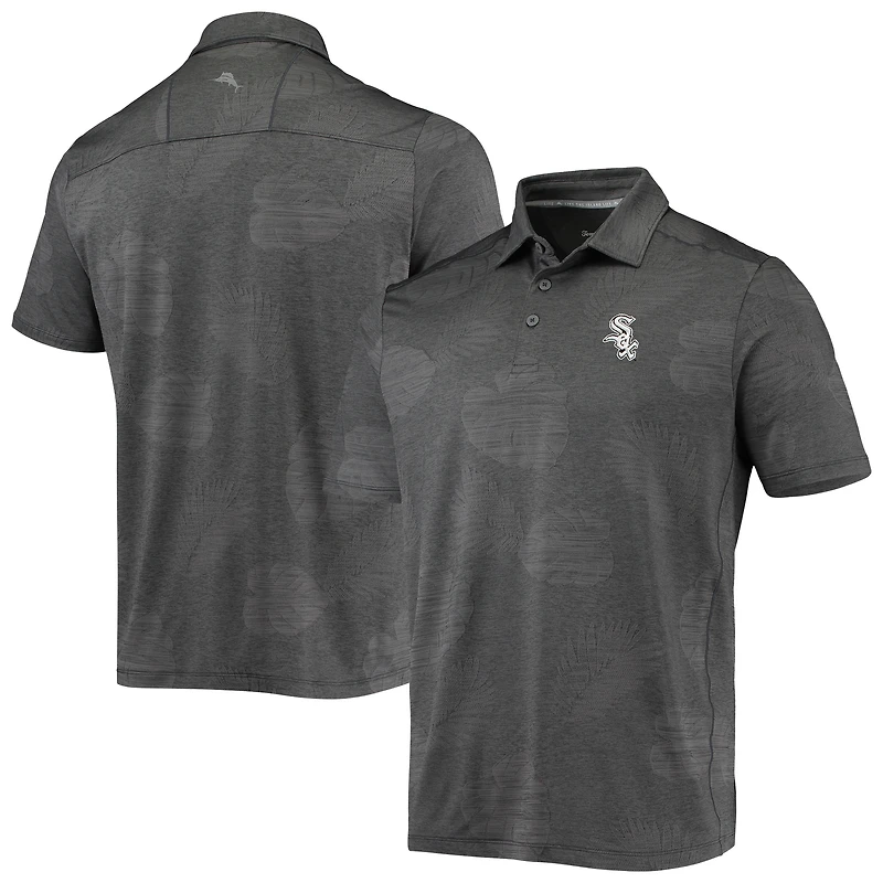 Polo pour homme Tommy Bahama Charcoal Chicago White Sox Palm Coast Delray Fond IslandZone Allover