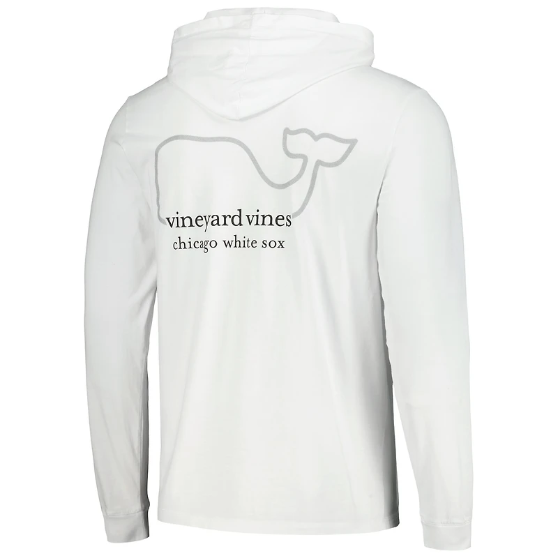 T-shirt à capuche manches longues Vineyard Vines pour hommes, blanc, Chicago White Sox
