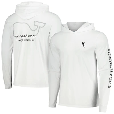 T-shirt à capuche manches longues Vineyard Vines pour hommes, blanc, Chicago White Sox