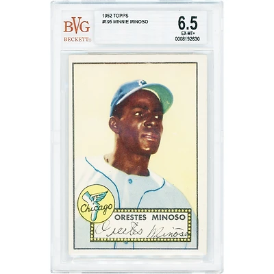 Carte de recrue Minnie Miñoso, Chicago White Sox, 1952 Topps n° 195, authentifiée par BVG (note 6,5).