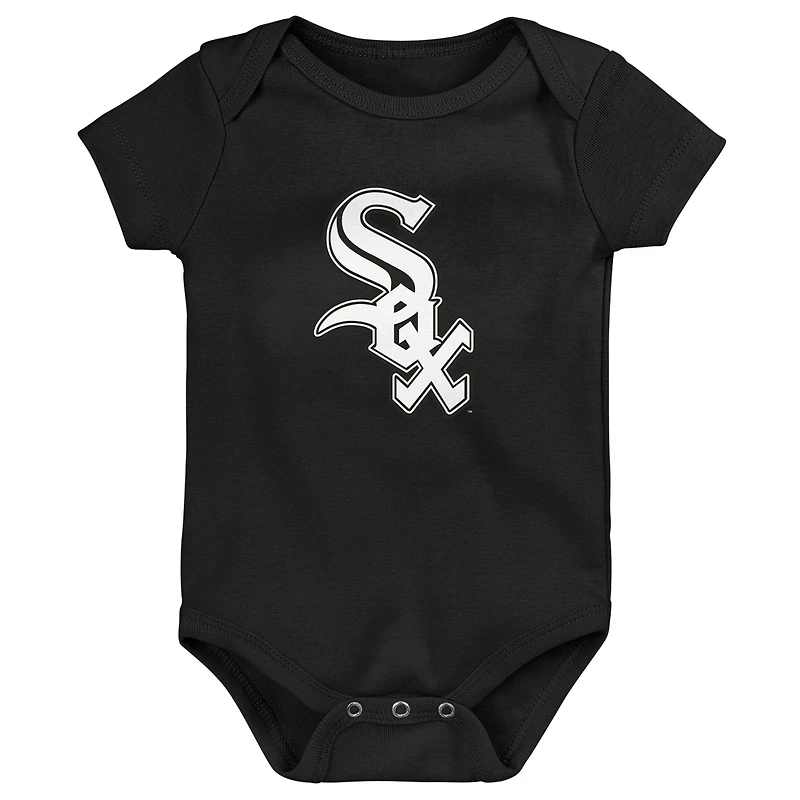 Newborn & Infant Black/White/Heather Gray Chicago White Sox Biggest Little Fan 3-Pack Bodysuit Set