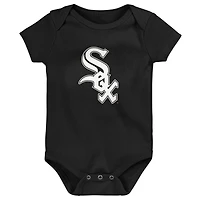 Newborn & Infant Black/White/Heather Gray Chicago White Sox Biggest Little Fan 3-Pack Bodysuit Set