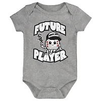 Newborn & Infant Heather Gray/Black/White Chicago White Sox Minor League Player Three-Pack Bodysuit Set