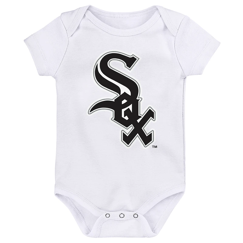 Newborn & Infant Heather Gray/Black/White Chicago White Sox Minor League Player Three-Pack Bodysuit Set