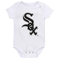 Newborn & Infant Heather Gray/Black/White Chicago White Sox Minor League Player Three-Pack Bodysuit Set