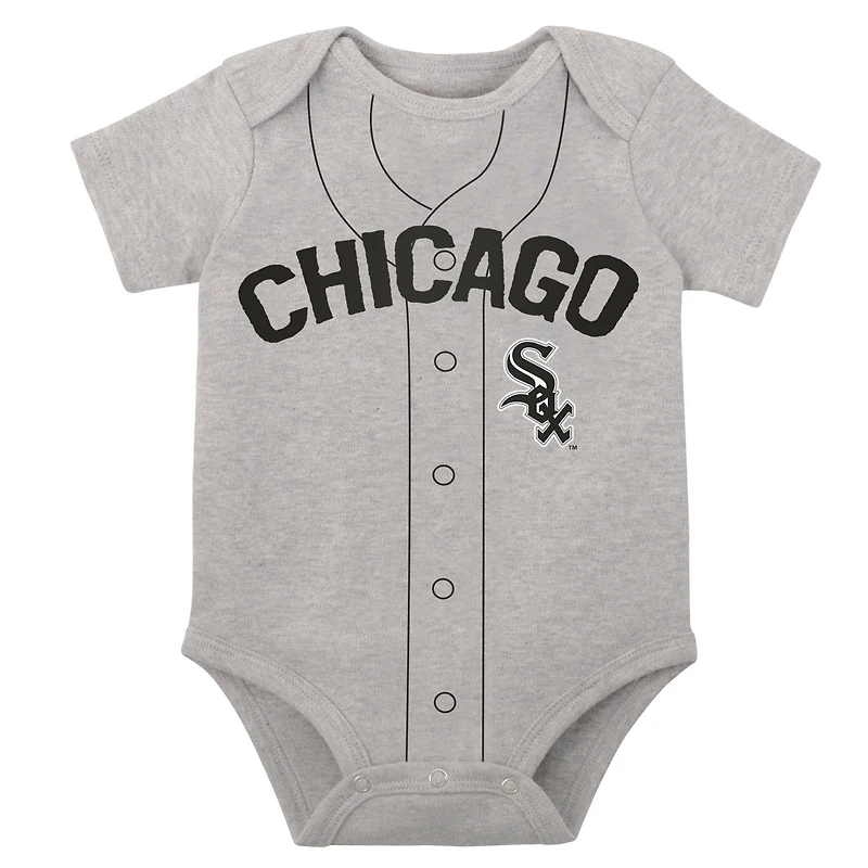 Lot de deux cache-couches pour nouveau-né et bébé blanc/gris chiné Chicago White Sox Little Slugger