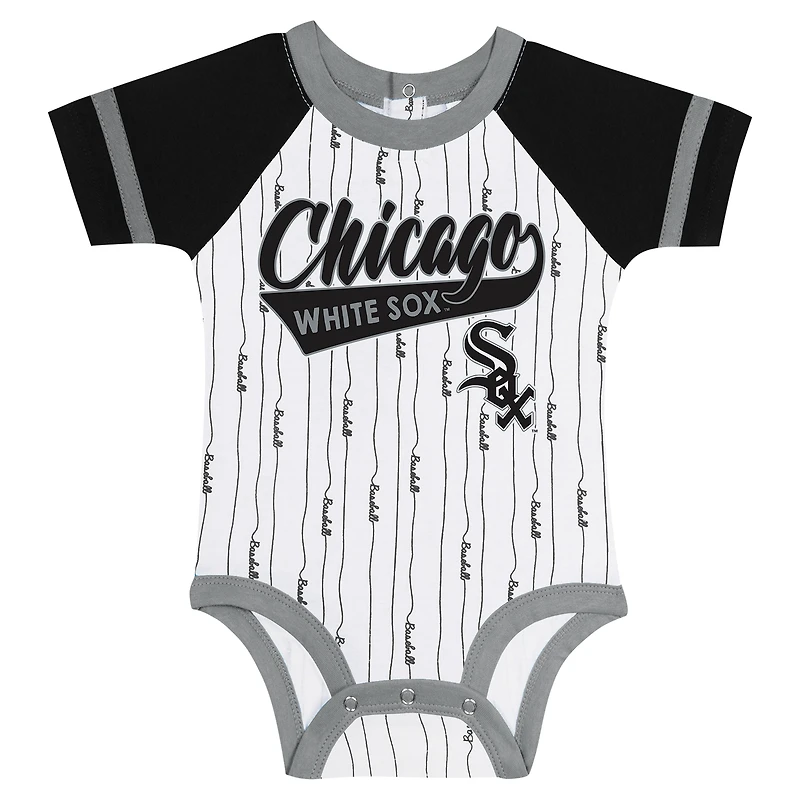 Newborn & Infant White Chicago Sox Base Hitter Bodysuit, Bib Bootie Set