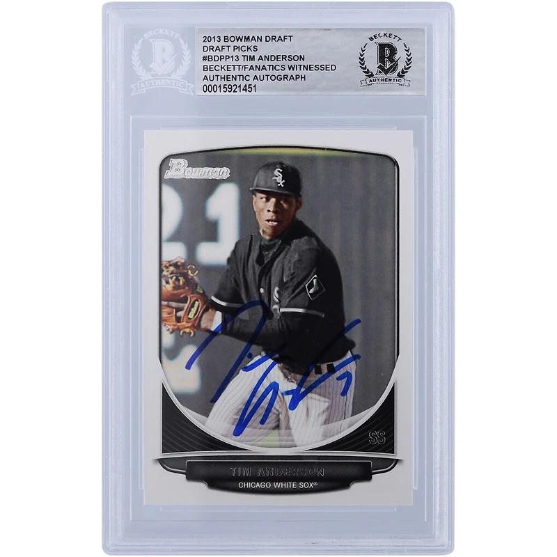 Tim Anderson Chicago White Sox autographié 2013 Bowman Draft #BDPP13 Beckett Fanatics a vu une carte de recrue authentifiée