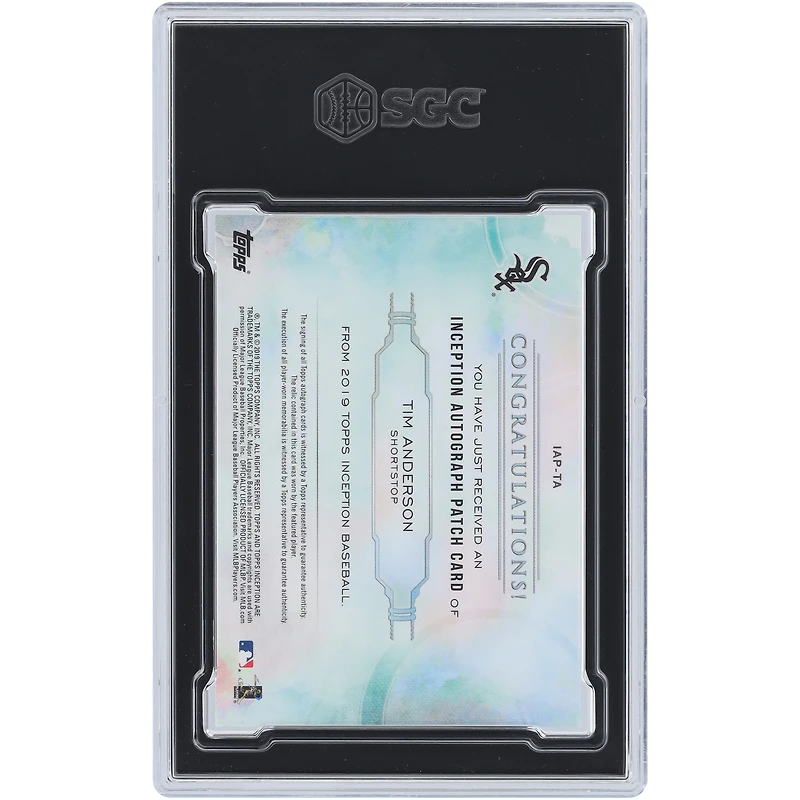 Tim Anderson Chicago White Sox Autographed 2019 Topps Inception Majestic Logo Relic #IAP-TA #1/1 SGC Authenticated 9.5/10 Card