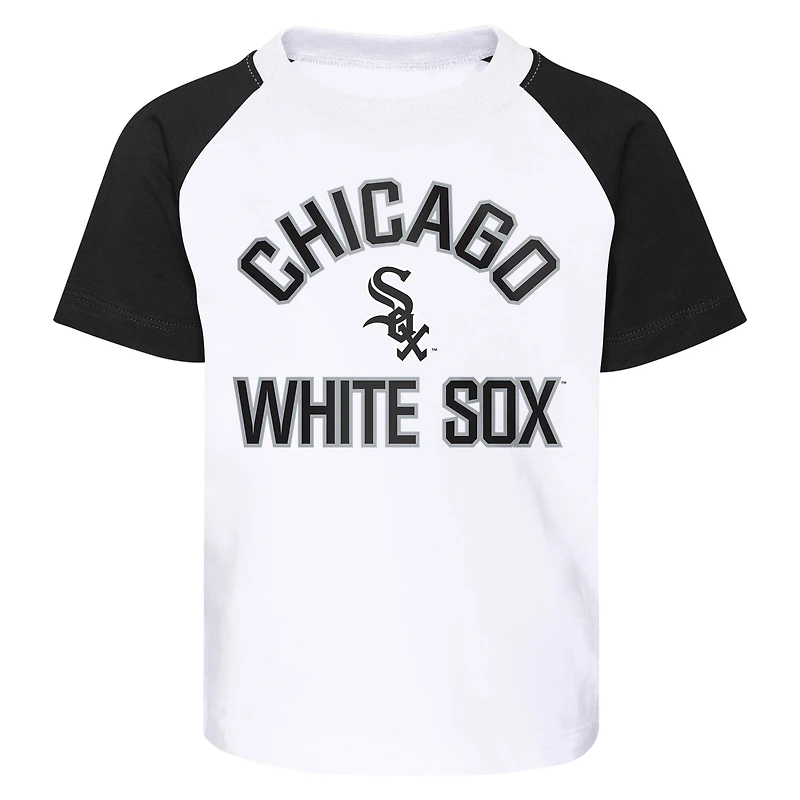 Toddler White/Heather Gray Chicago White Sox Two-Piece Groundout Baller Raglan T-Shirt & Shorts Set