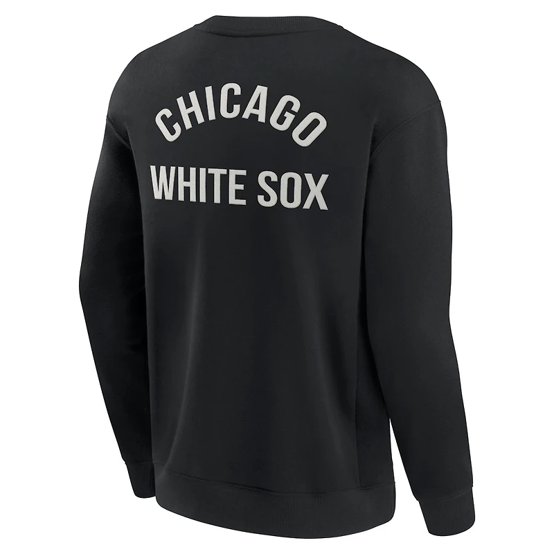 Unisex Fanatics Black Chicago White Sox Super Soft Pullover Crew Sweatshirt
