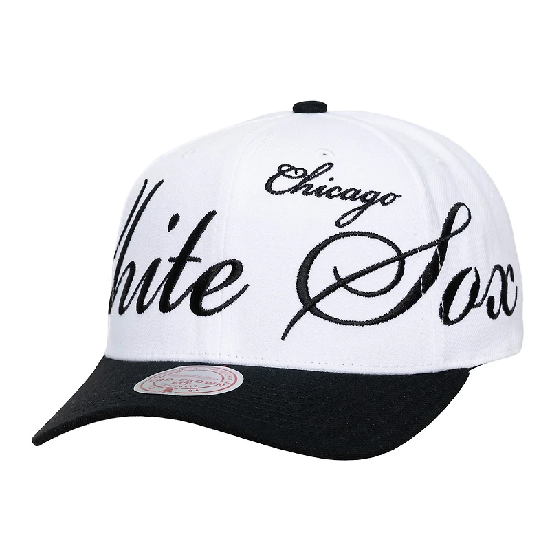 Unisex Mitchell & Ness White/Black Chicago White Sox XL Script Pro Crown Adjustable Hat