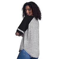 Haut surdimensionné à manches mi-longues et col en V G-III 4Her par Carl Banks pour femme, noir, avec motif raglan du Temple de la renommée des White Sox Chicago