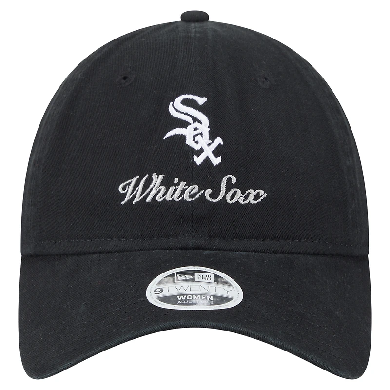 Casquette ajustable 9TWENTY Preppy Team de Chicago White Sox pour femme New Era noire