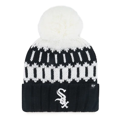 Women's '47  Black Chicago White Sox Felicity Cuffed Knit Hat with Pom