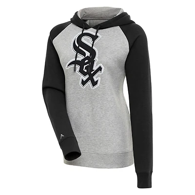 Women's Antigua  Heather Gray/Black Chicago White Sox Victory Raglan Sleeve Pullover Hoodie