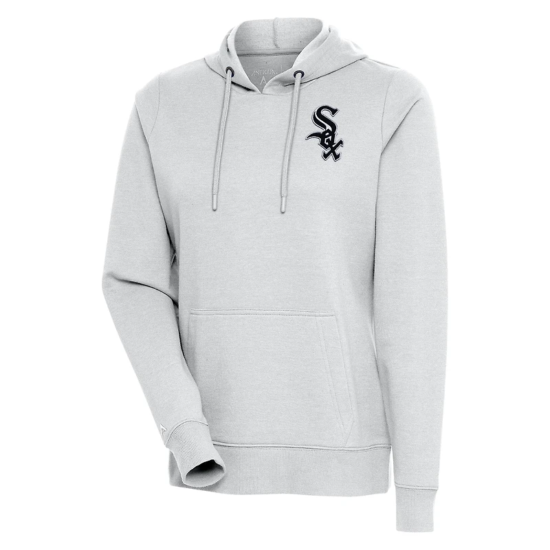 Sweat à capuche manches longues Antigua Heather Grey Chicago White Sox Action pour femme
