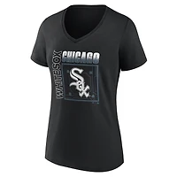 Women's Black Chicago White Sox Home Field Pop Personalized Name & Number V-Neck T-Shirt