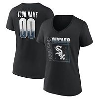 T-shirt à col en V personnalisé avec nom et numéro, Chicago White Sox, noir, domicile, pour femme