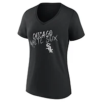 T-shirt à col en V personnalisé avec nom et numéro Chicago White Sox Hustle noir pour femme