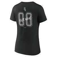T-shirt à col en V personnalisé avec nom et numéro Chicago White Sox Hustle noir pour femme