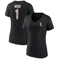 T-shirt à encolure en V pour femme Black Chicago White Sox Fête des mères grande taille Best Mom Ever
