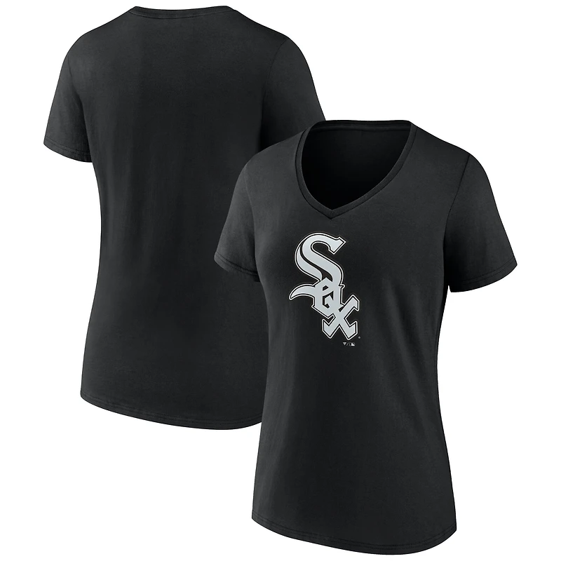 Women's Black Chicago White Sox Official Logo V-Neck T-Shirt