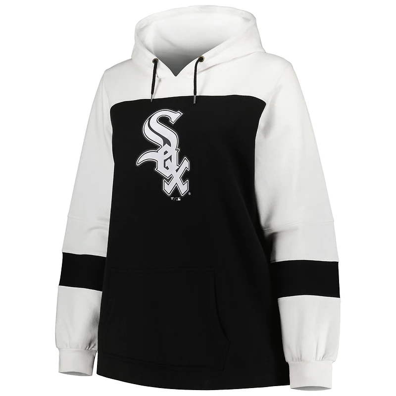 Sweat à capuche Black Chicago White Sox grande taille pour femme avec blocs de couleurs