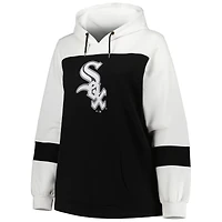 Sweat à capuche Black Chicago White Sox grande taille pour femme avec blocs de couleurs