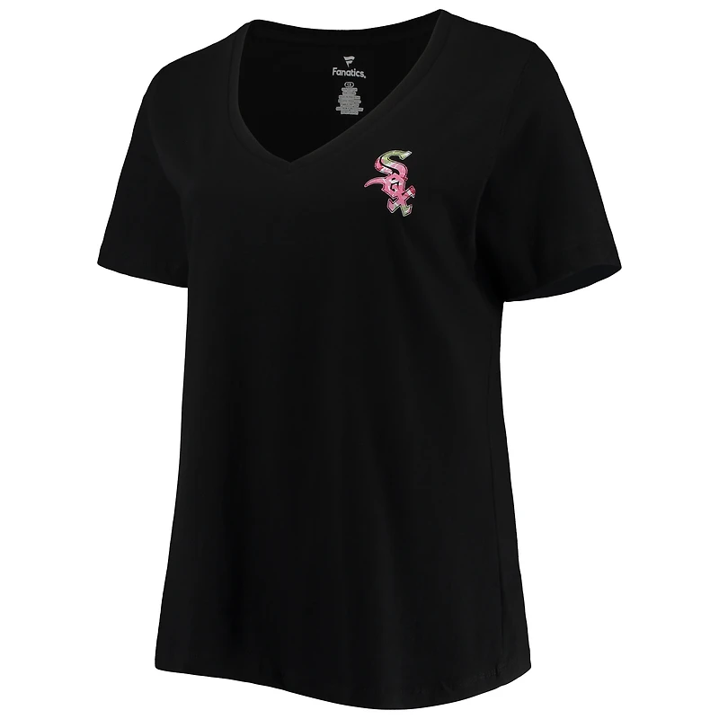 T-shirt à encolure en V Mom 2-Hit taille plus #1 des White Sox de Chicago pour femme, noir