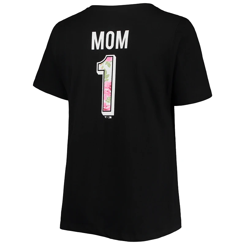 T-shirt à encolure en V Mom 2-Hit taille plus #1 des White Sox de Chicago pour femme, noir