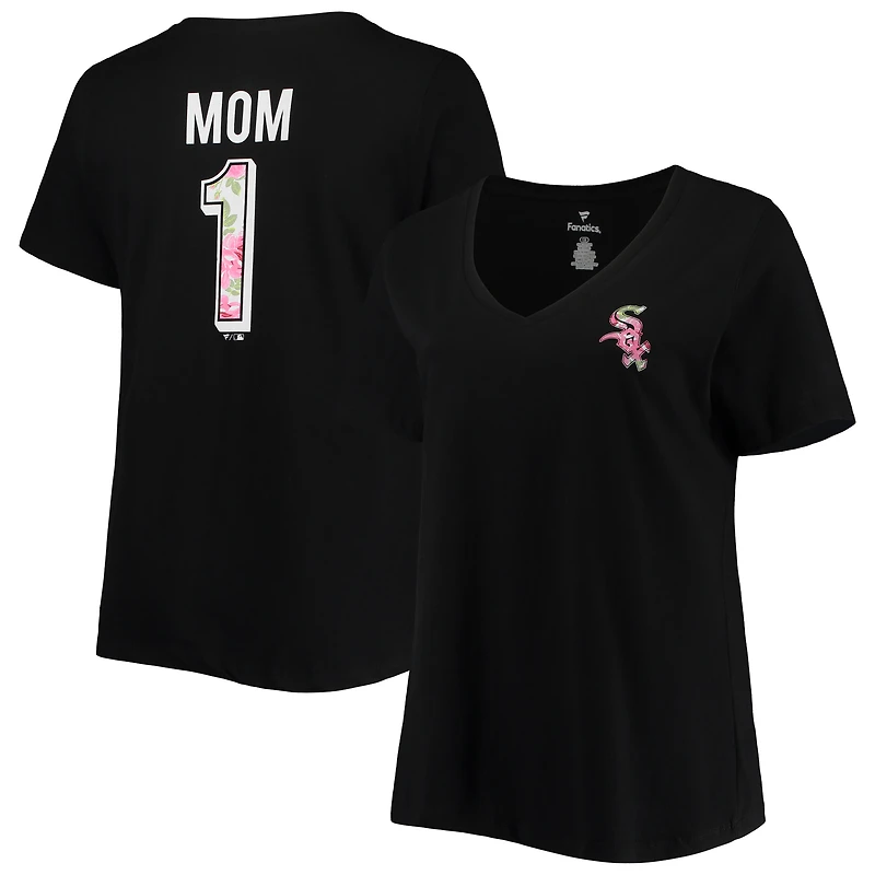 T-shirt à encolure en V Mom 2-Hit taille plus #1 des White Sox de Chicago pour femme, noir